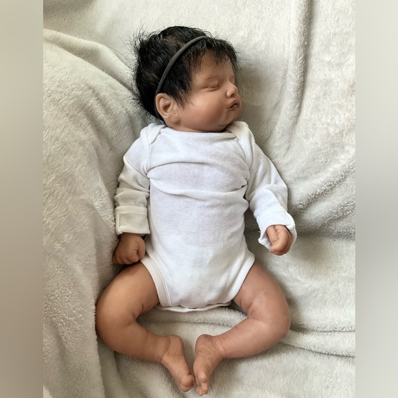 NEW Handmade Hyper Realistic Preemie Newborn Sleeping Reborn Doll with Nuk - Picture 8 of 11